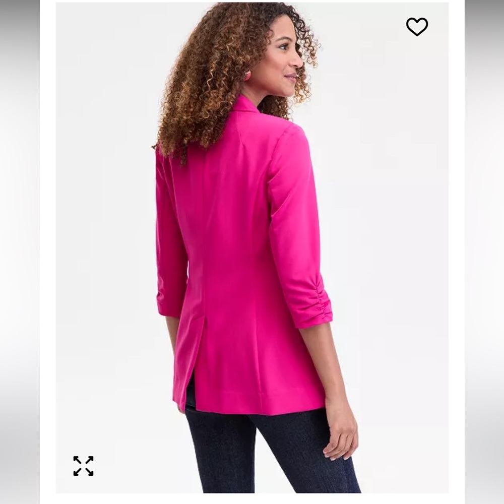 INC Hot Pink Blazer with 3/4 Ruched Sleeves, Size Small, NWT!